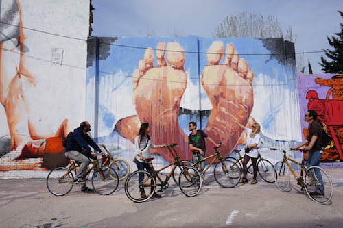 Street art tour Barcelona on a bemboo bicycle